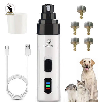 Rechargeable USB Dog Nail Grinder - Electric Pet Nail Clippers for Safe and Quiet Grooming