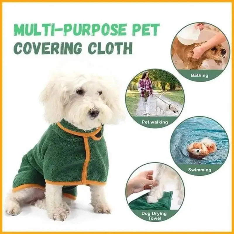 Transform Your Pup's Bath Time with Our Fast-Drying Microfiber Bathrobe - Soft, Absorbent & Adjustable for Small to Large Dogs