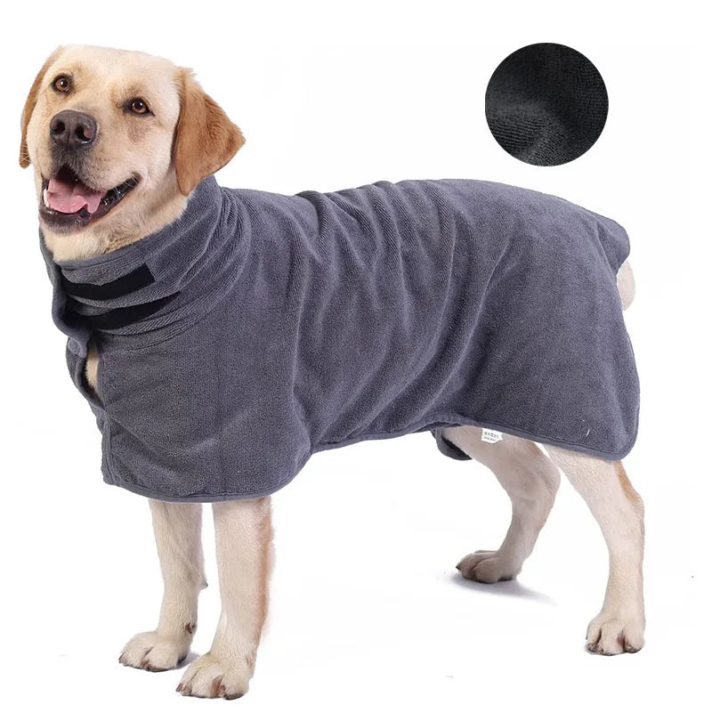 Transform Your Pup's Bath Time with Our Fast-Drying Microfiber Bathrobe - Soft, Absorbent & Adjustable for Small to Large Dogs