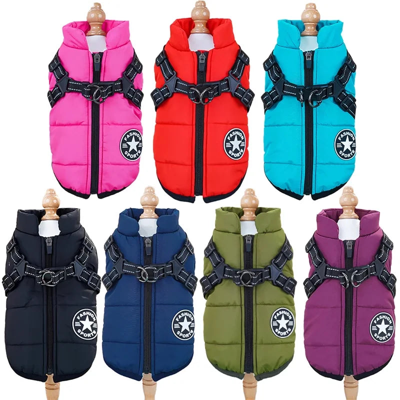 Winter-Ready Dog Jacket with Built-in Harness – Perfect Coats for Small and Large Breeds!