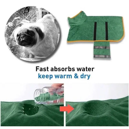 Transform Your Pup's Bath Time with Our Fast-Drying Microfiber Bathrobe - Soft, Absorbent & Adjustable for Small to Large Dogs