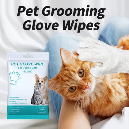 Revolutionary 6PCS Pet Wash-Free Gloves - Gentle Deodorant Wipes for Cats and Dogs - Convenient Disposable Cleaning Solution