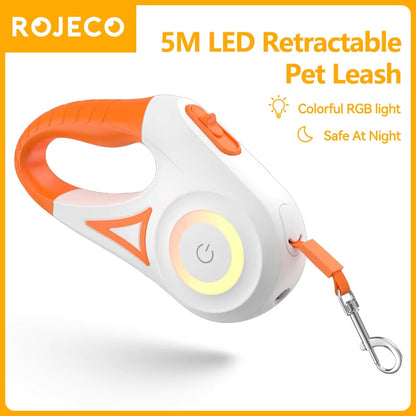 Introducing the 5M Retractable LED Dog Leash - Illuminate Your Walks with Style and Safety!