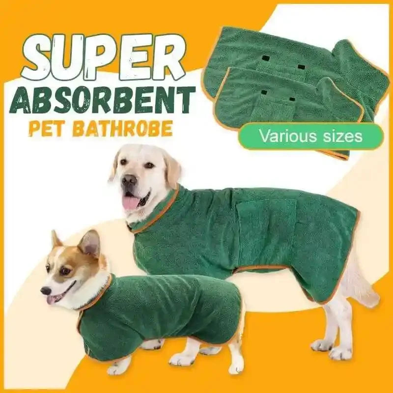Transform Your Pup's Bath Time with Our Fast-Drying Microfiber Bathrobe - Soft, Absorbent & Adjustable for Small to Large Dogs