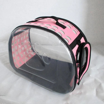 Ultimate Transparent Foldable Pet Travel Carrier for Cats and Dogs - Portable, Breathable, and Collapsible for Your Outdoor Adventures