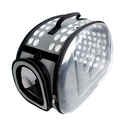 Ultimate Transparent Foldable Pet Travel Carrier for Cats and Dogs - Portable, Breathable, and Collapsible for Your Outdoor Adventures