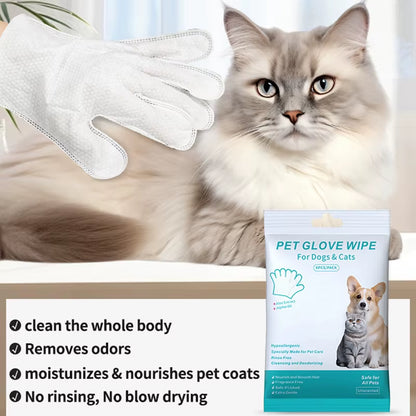 Revolutionary 6PCS Pet Wash-Free Gloves - Gentle Deodorant Wipes for Cats and Dogs - Convenient Disposable Cleaning Solution