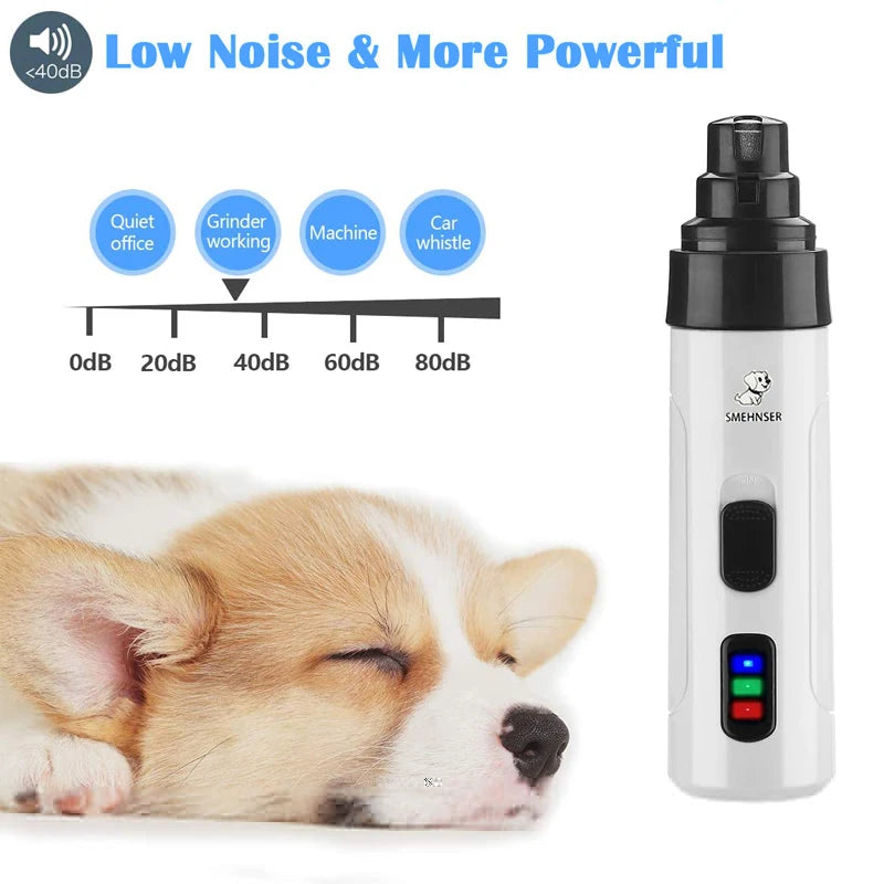 Rechargeable USB Dog Nail Grinder - Electric Pet Nail Clippers for Safe and Quiet Grooming