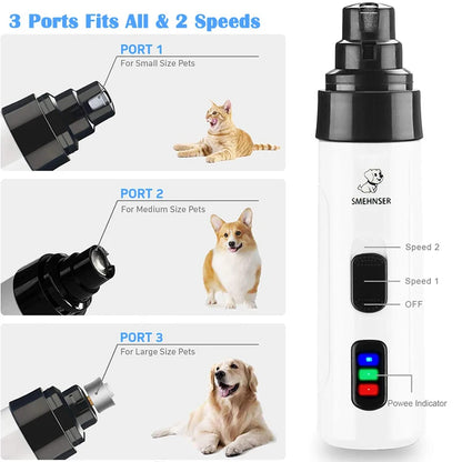 Rechargeable USB Dog Nail Grinder - Electric Pet Nail Clippers for Safe and Quiet Grooming